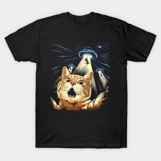 Space Whiskers: The Purrr-fect Abduction T-Shirt